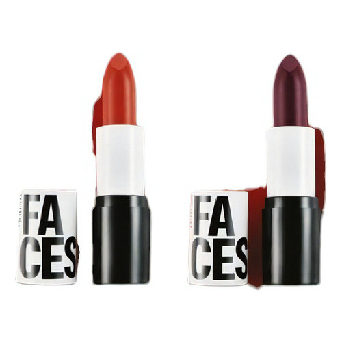 Kit 2 Labiales Faces - Yesi Natura Acabado Cremoso Color Rojo