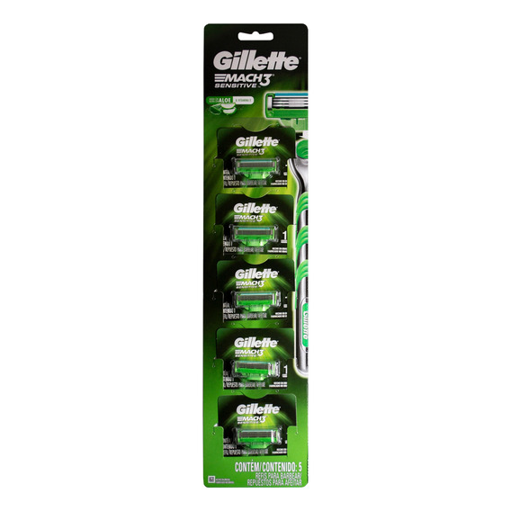 Gillette Mach3 Sensitive Blister X5 Repuestos Afeitar Aloe