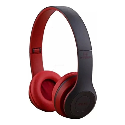 Audifono Diadema P47 Bluetooth Aux Sd Card Manos Libres Color Rojo