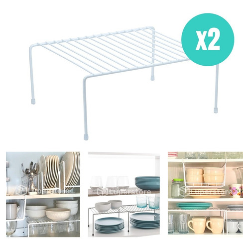 Organizador Estante Alacena Chico Blanco X2 Reforzado Cocina