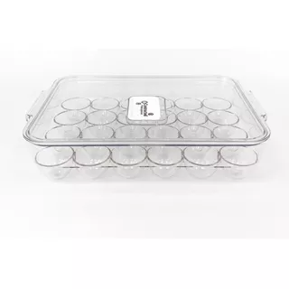 Contenedor Huevera Acrílico Apilable Para 24 Huevos Con Tapa Color Transparente