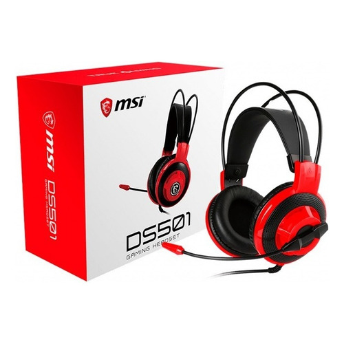 Auriculares Msi Ds501 Con Micrófono Pc Ps4 Ps5 Xbox Nintendo Color Negro/Rojo