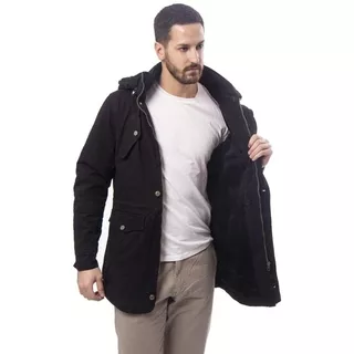 Campera Parka Gabardina De Hombre Capucha Y Corderito