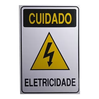 30 - Placas De Sinalização Amarela Cuidado Eletricidade 30un