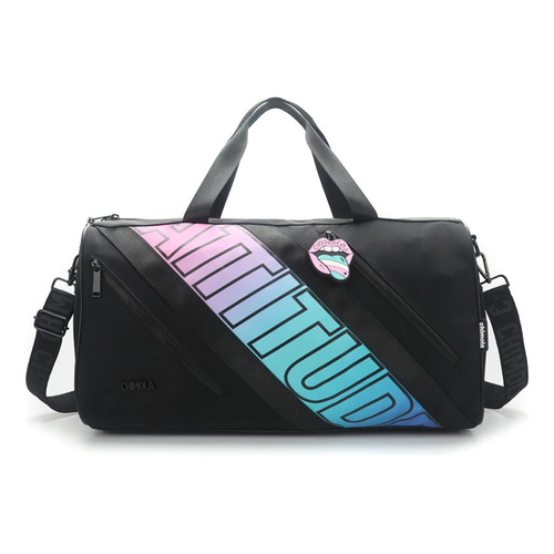 Chimola Bolso Diagonal Attitud Bp48 Color Negro Con Multicolor