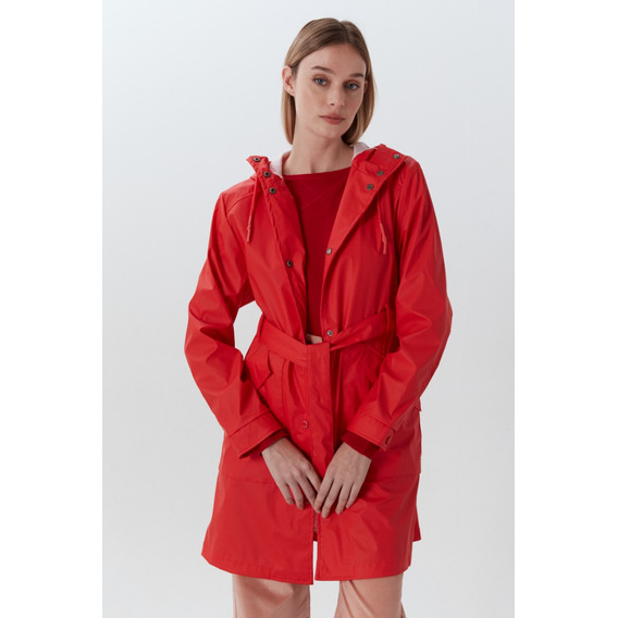 Impermeable Engomado Con Capucha Rojo Mujer Desiderata