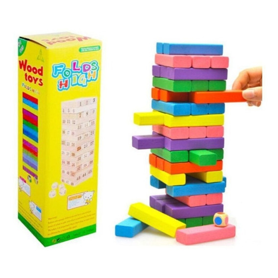 Juego Jenga De Madera Mediano Colores O Números Con Factura