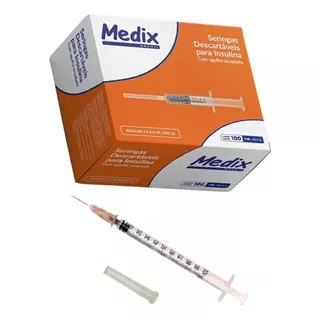 Seringa Descartável Para Inulina 13 X 0.45 26 G½ 1 Ml 100 Ui Caixa Com 100 Unidades Medix