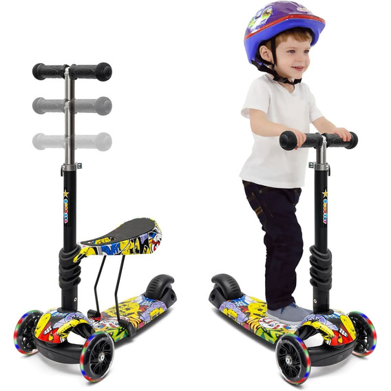 Patinete Infantil Con Asiento Extraíble Kick Scooter Para Ni