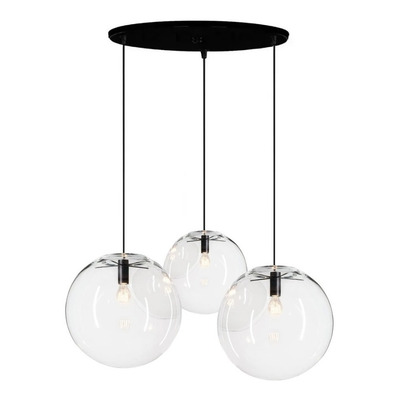 Colgante 3 Luces Jems Globos Vidrio 30cm Y 20cm Base 48cm