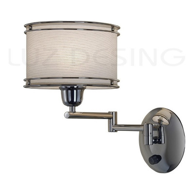 Aplique Brazo Móvil Cromo Con Tecla Deco Moderno Natural