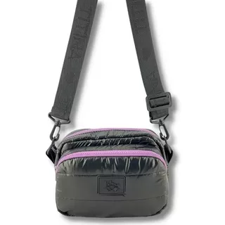 Bandolera Maternal Jazmin Black And Purple Con Cambiador Y B