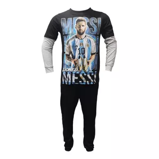 Pijama M/ Larga Messi Brilla En La Oscuridad