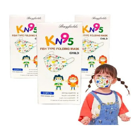 Kn95 Fish Shape Kids (20uni) Certificadas, Originales
