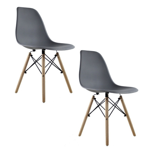 Set 2 Sillas Eames Mundo In Oslo Para Comedor Color De La Estructura De La Silla Gris Color Del Asiento Gris