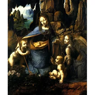 Virgem Das Rochas Maria Jesus De Da Vinci Em Tela 80cmx66cm