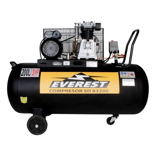 Compresor de aire eléctrico Everest LH2065/8B 200L 3hp 220V negro
