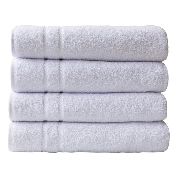 Set X 4 Toallas De Cuerpo 70x130cm 500gr Blancas Hoteleras