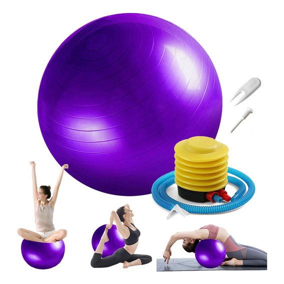 Pelota Fitness De Ejercicio Para Yoga Pilates Con Bomba 55cm