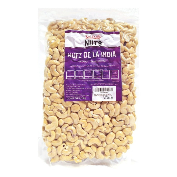 Nuez De La India Cruda Sin Sal 1kg Snacks Saludables Botana