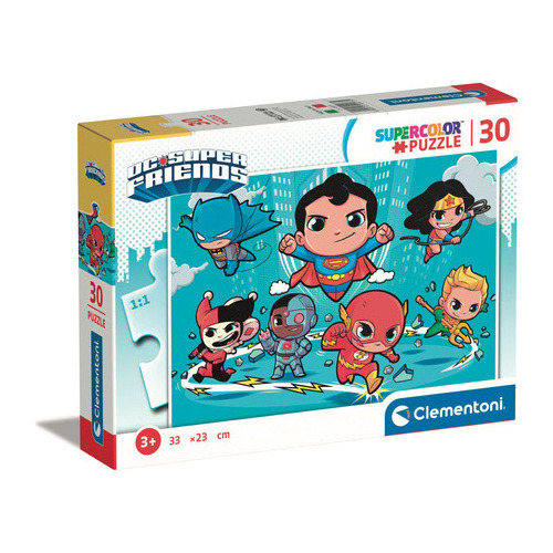 Rompecabezas Superamigos Superman Batman Flash Aquaman 30 Pz Clementoni Italia Mujer Maravilla Cyborg Harley Quinn Wonder Woman