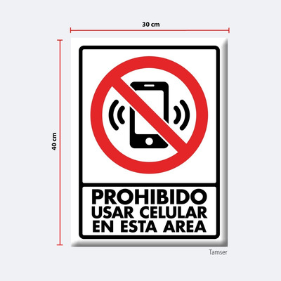 Señalamiento Letrero Prohibido Usar Celular 30 X 40 Cm 