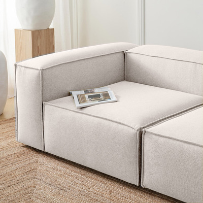 Sala Modular Loveseat Sillón Latt Moderna Lino Soft Minimali Color Hueso