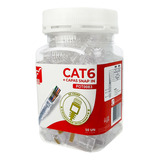 Pote 50 Conector Ez Crimp Rj45 Cat6 + Capa Snap Transparente