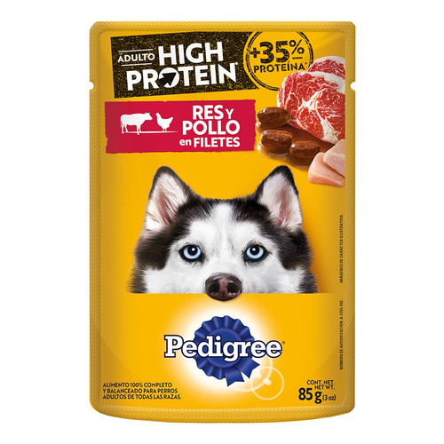 Pack X24 Sobres Pedigree High Protein para perro Adulto sabor De Res Y Pollo