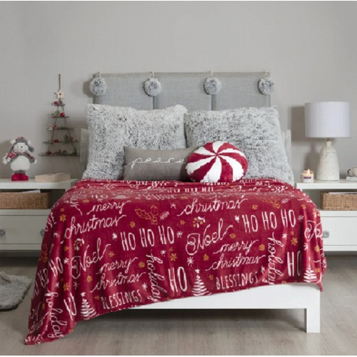 Cobertor Ligero Christmas Matrimonial/individual Vianney Color Rojo Diseño De La Tela Chrismas