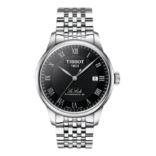 Reloj pulsera Tissot Le locle powermatic 80 con correa de acero inoxidable color gris - fondo negro/gris