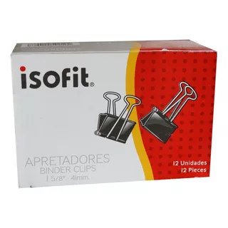 Apretadores Doble Clip Isofit X12 41mm Color Negro