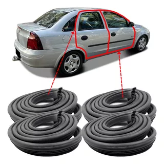 Kit Borrachas De Vedação 4 Portas Corsa Sedan 2002 A 2012