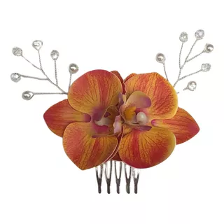 Arranjo Flor Orquídea Com Pérolas E Cristais Noiva Penteado