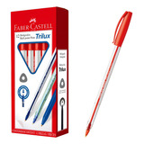 12 Bolígrafos Trilux - Lapiceras - Faber Castell Color De La Tinta Rojo Color Del Exterior Transparente