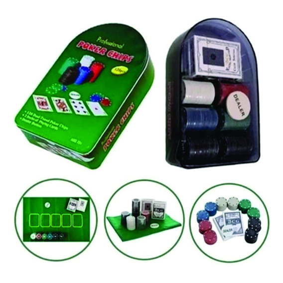 Poker Set Con 120 Fichas Nuevos Sellados Mod Cod 200 300 500