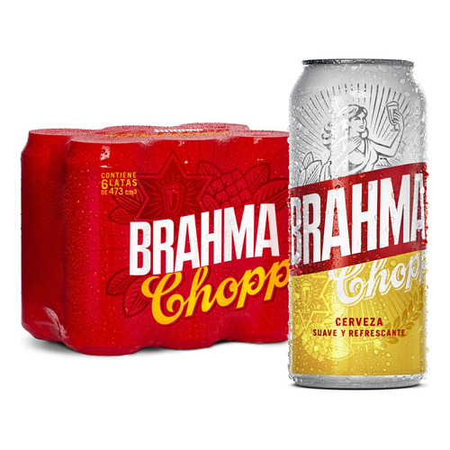 Cerveza Brahma Chopp American Adjunct Lager lata 473 mL 6 unidades