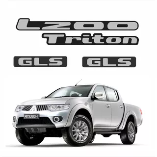 Kit Adesivo Emblema Resinado Mitsubishi L200 Triton Gls Cor Cinza