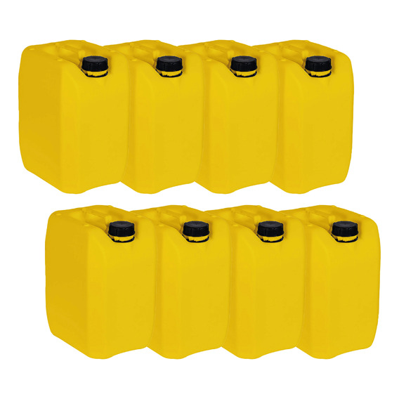 Garrafón De 20 Litros Bidón Porrón 8pz Amarillo Tapón Negro