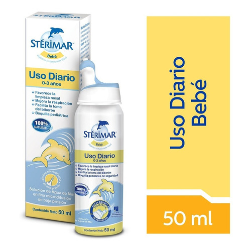 Solución Sterimar Bebé Para Congestión Nasal Uso Diario 50ml Color Blanco con Amarillo