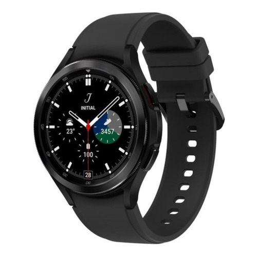 Samsung Galaxy Watch4 Classic (Bluetooth) 1.4" caja 46mm de  acero inoxidable  black, malla  black de  fluoroelastómero y bisel  black de  acero inoxidable SM-R890