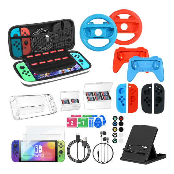 Kit De 35 Accesorios Funda Para Nintendo Switch Oled Estuche