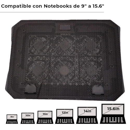 Base Cooler Para Notebook Havit F2078 15.6  Luz Led 6 Coolers Color Negro Color Del Led Azul