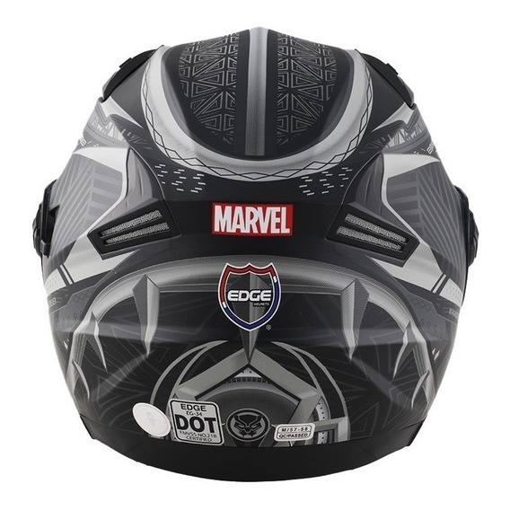 Casco Moto Edge Marvel Black Panter 3/4 Certificado Dot Color Negro mate Tamaño del casco XL(61-62 cm)