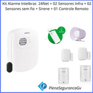 Kit Alarme Intelbras 24net+ 02 Sensores Infra + 02 Sensores 