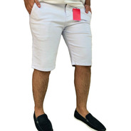 Bermuda Sarja Branca Slim Fit Masculina
