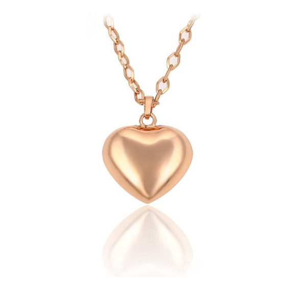 Collar Corazón Baño De Oro Rosa Regalo Para Mujer