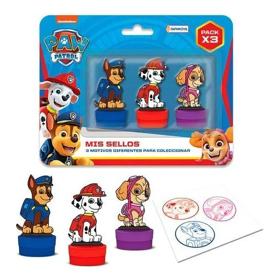 Sellos Con Figura En Blister Paw Patrol - Pack X 3