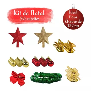 Kit Enfeites Árvore De Natal Pinheiro Natalino Decorada Luxo