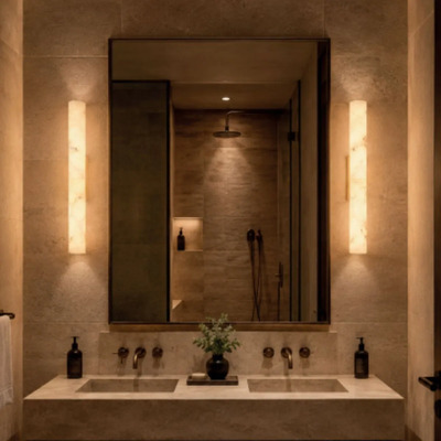 Aplique Moderno Led Vela 12w 3000k 800mm Alabastro Bronce Bronce